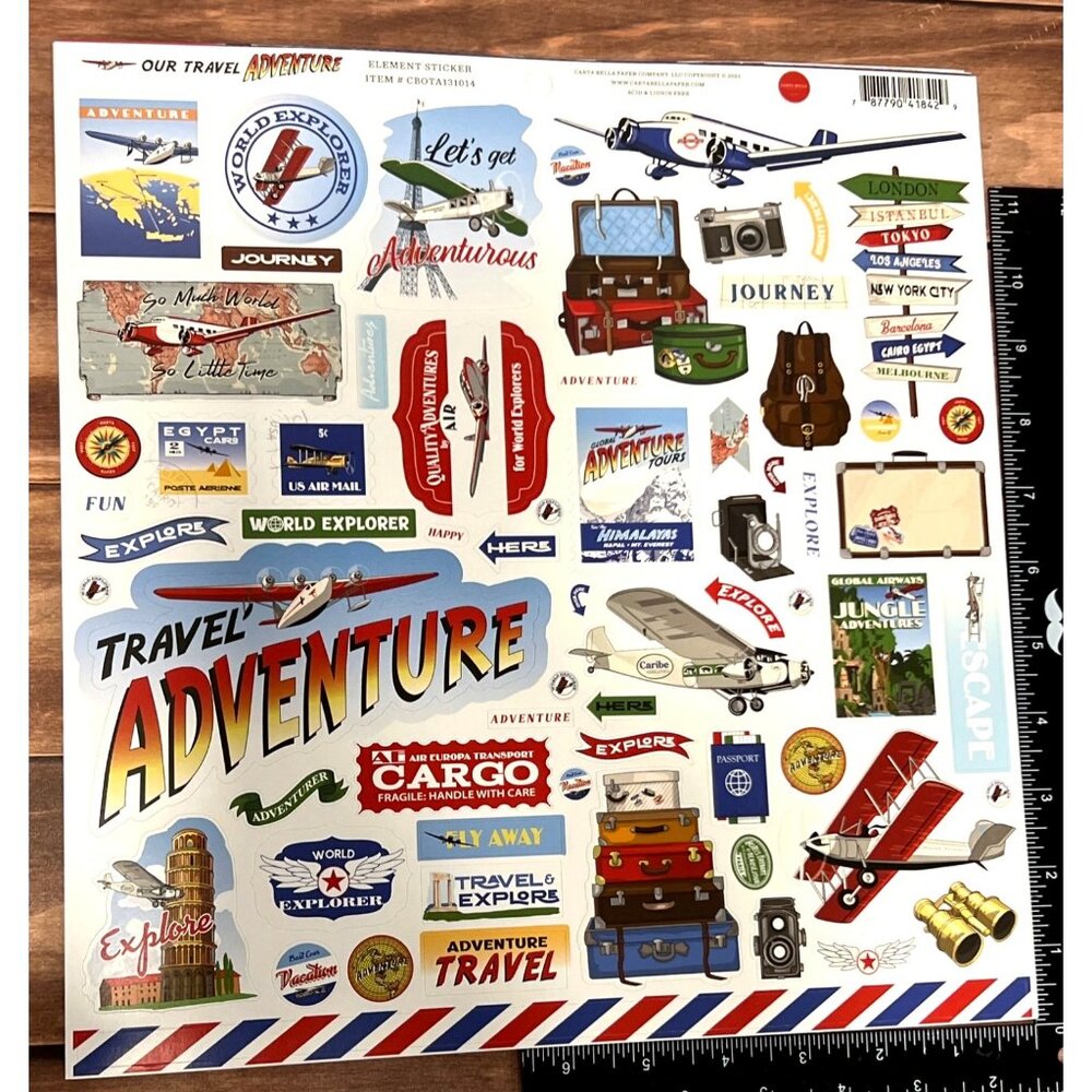 Carta Bella Travel Adventure Scrapbook Kit 12x12 Double-Sided Paper & Stickers A